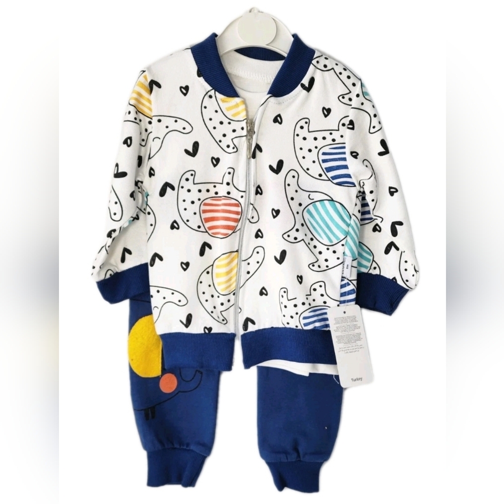 Baby Toddler 3-Pieces Set Long Sleeve Shirt/Pants/ Zip Jacket Size 9 Months